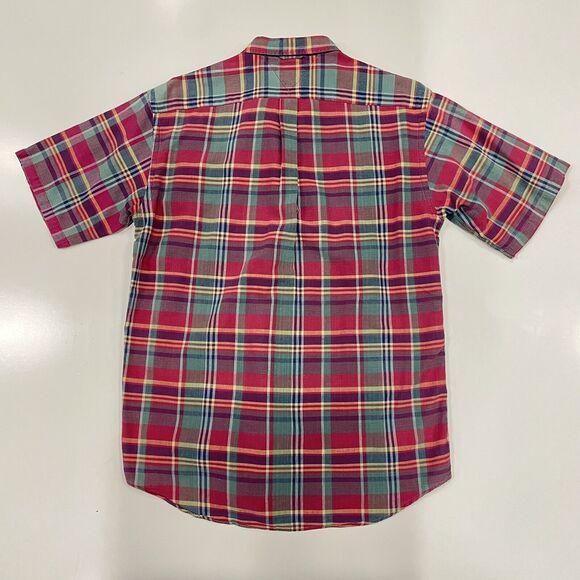 VTG Tommy Hilfiger Men’s Shirt Check Plaid Colorblock S/S Button Up 90s Size S-M - Picture 6 of 6